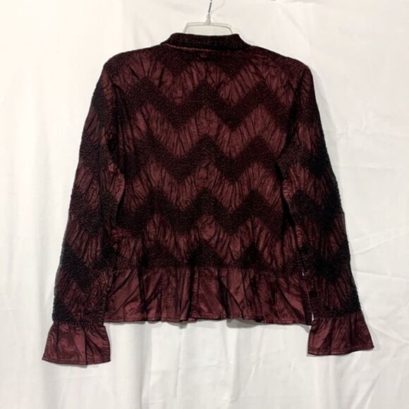 🟢3 for $20 PLEATS Collections button front top long sleeve peplum style sz S - Picture 2 of 12